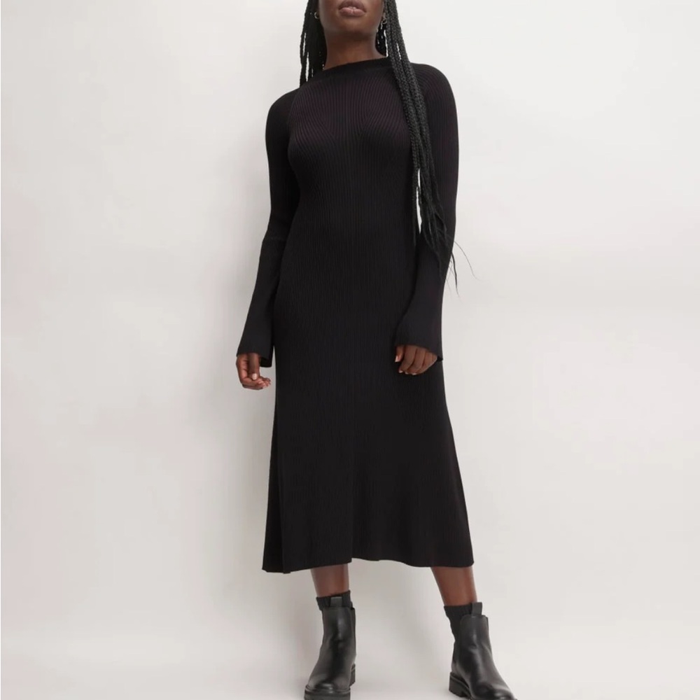 NWT Everlane Black Ribbed Knit Dress